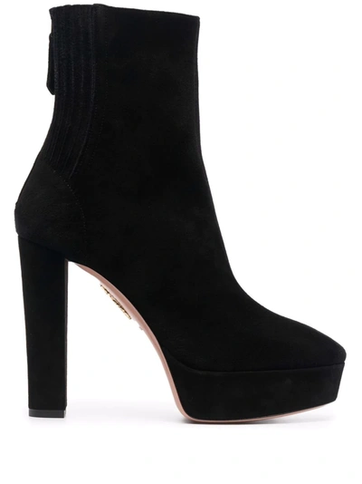 Aquazzura Saint Honorè Plateau 120 Ankle Boots In Black
