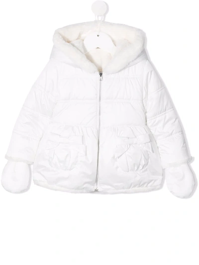 Lapin House Babies' Bow-detail Reversible Padded Jacket In White