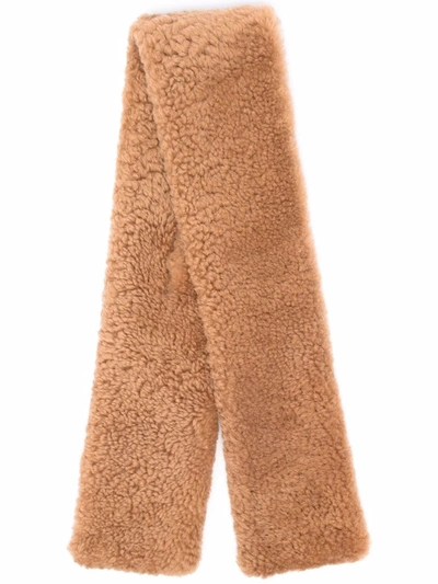 Bottega Veneta Textured-finish Rectangle Scarf In Camel