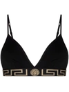 Versace Greca Border Cotton Bralette In Black