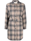 Seventy Check Belted Coat In Grey