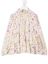 Il Gufo Floral-print Panelled Blouse In Neutrals