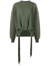 Ambush Oversized Sweatshirt With Multi Drawstring In Green