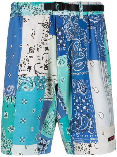 Readymade Patchwork Paisley Shorts In Light Blue