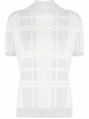 Brunello Cucinelli Check Print Short Sleeve Turtle Neck In Grey
