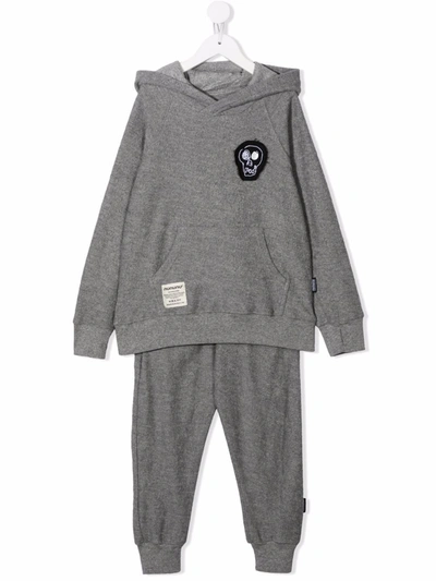 Nununu Kids' Skull-patch Cotton Tracksuit In Grey