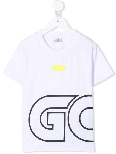 Gcds Kids' White Cotton T-shirt In Bianco