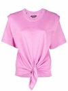 Isabel Marant Zelikia Knotted Cotton T-shirt In Pink