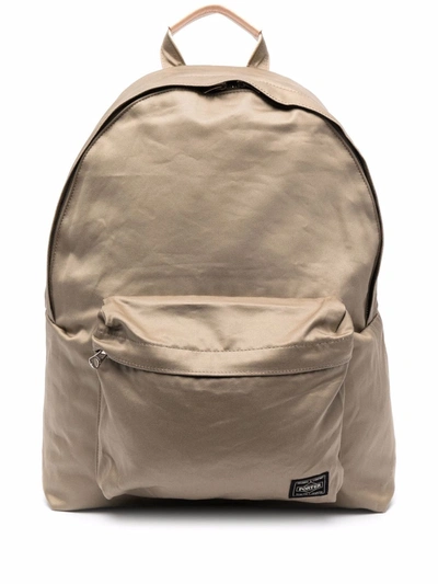 Porter-yoshida & Co Logo Patch Canvas Backpack In Beige