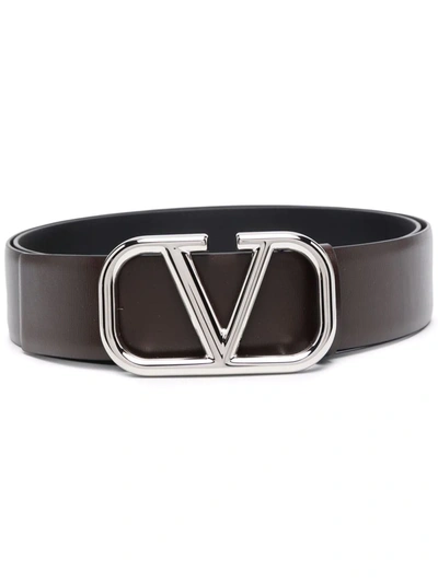 Valentino Garavani Reversible Brown & Black Vlogo Belt