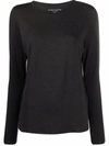 Majestic Long-sleeve Cotton Silk Touch T-shirt In 002 Noir