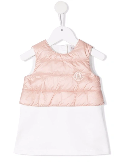 Moncler Babies' Padded-panel Cotton Dress In Pink