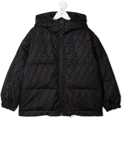 Fendi Kids' Monogram-print Padded Jacket In Black