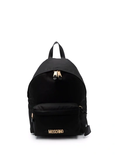 Moschino Logo-plaque Backpack In Black