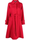 Dolce & Gabbana Belted Single-breasted Wool Coat In Red