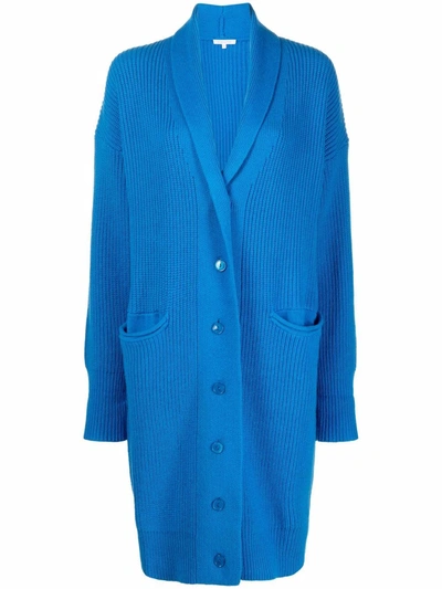 Patrizia Pepe Button-up Long-length Cardi-coat In Blue