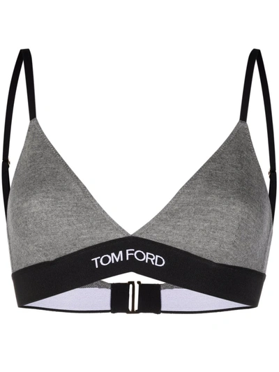 TOM FORD LOGO-UNDERBAND CASHMERE TRIANGLE BRA