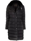 Moorer Vetiver Fur Trim Padded Parka In Black