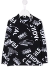 Mm6 Maison Margiela Teen Fragile All-over Print Sweatshirt In Black