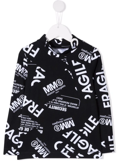 Mm6 Maison Margiela Teen Fragile All-over Print Sweatshirt In Black