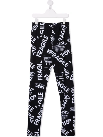Mm6 Maison Margiela Teen Logo-print Stretch-cotton Leggings In Black