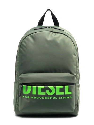 Diesel Kids' Padded Logo-print Backpack In Green