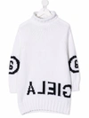 Mm6 Maison Margiela Intarsia-knit Roll-neck Jumper Dress In White