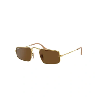 Ray Ban Julie Brown Classic B-15 Rectangular Unisex Sunglasses Rb3957 919657 49 In Gold