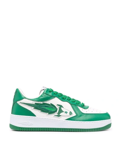 Enterprise Japan White And Green Rocket Leather Trainers