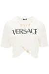 VERSACE VERSACE CROPPED T-SHIRT WITH CHARMS