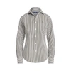 Ralph Lauren Classic Fit Striped Cotton Shirt In Dark Loden/white