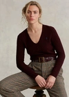 RALPH LAUREN CABLE V-NECK SWEATER,0044698520