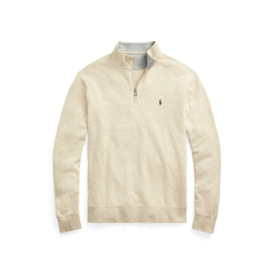 Ralph Lauren Luxury Jersey Quarter-zip Pullover In Expedition Dune Heather/c