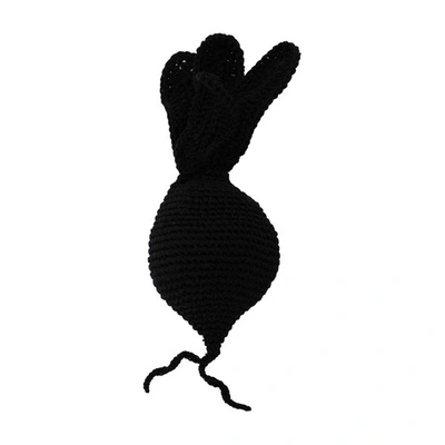 Jw Anderson Crochet Veggie Brooch In Black