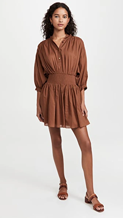 Rebecca Taylor Cotton Voile Shirtdress In Pecan