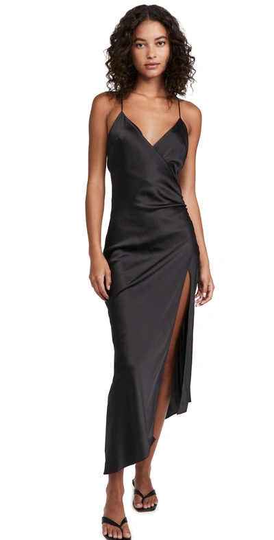 Ser.o.ya Emma Sleeveless Silk Stretch Dress In Black