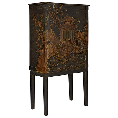 Oka Peking Hand-painted Chinoiserie Tv Cabinet - Black