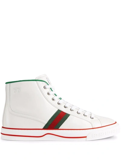 Gucci Web-stripe Lace-up Sneakers In White