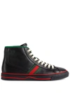 GUCCI WEB-STRIPE LACE-UP SNEAKERS