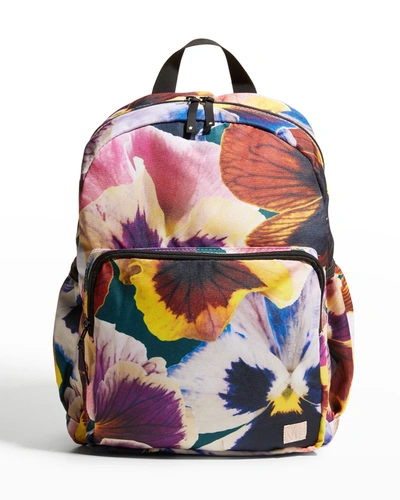 Molo Kids' Girl's Pansy-print Recylced Polyester Big Backpack In Velvet Floral