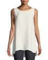 Lafayette 148 Ruthie Sleeveless Silk Blouse In Black