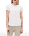 Lafayette 148 Modern Short-sleeve Cotton Jersey Tee In Black