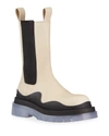 Bottega Veneta Bv Tire Clear Sole Chelsea Boot In Black/green
