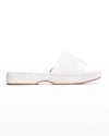 By Far Lilo Quilted Leather Slide Sandals In White