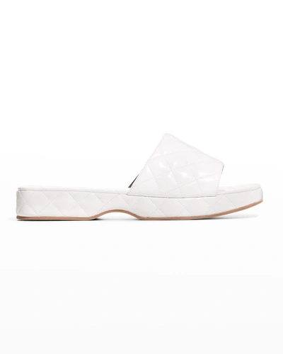 By Far Lilo Quilted Leather Slide Sandals In White