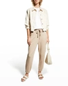 Eileen Fisher Petite Organic Cotton Terry Ankle Track Pants In Ocean