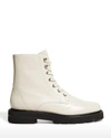 Stuart Weitzman Mila Lace-up Combat Booties In Oat