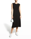 Eileen Fisher Petite Sleeveless Jersey Crewneck Dress In Black