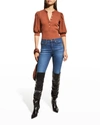 Veronica Beard Jeans Coralee Puff-sleeve Top In Black