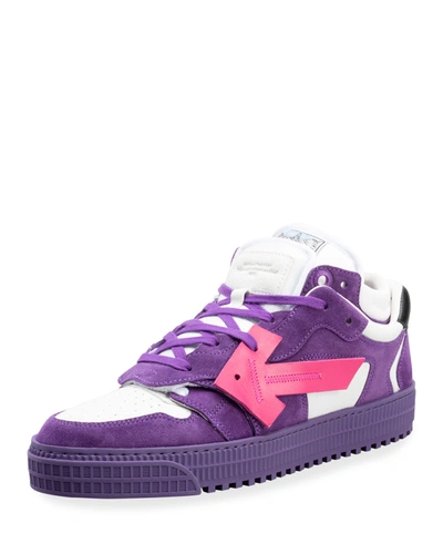 Off-white Men's Floating Arrow 3.0 Suede Low-top Sneakers In Violet